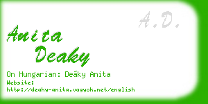 anita deaky business card