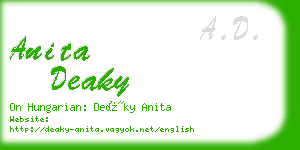 anita deaky business card